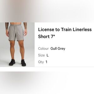 Lululemon Men’s License to Train Linerless Short 7"